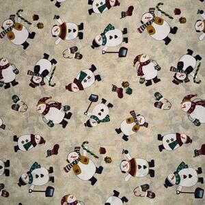 Winter Snowman with Mittens, Stockings and Snow - 3/4 Yard - Christmas, Holiday